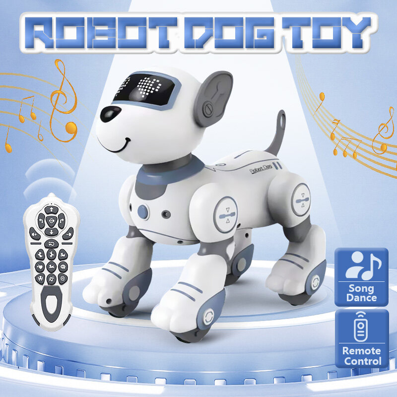 Robot anjing Remote kontrol nirkabel cerdas, mainan pendidikan anak, pengendali jarak jauh nirkabel, mainan anjing peliharaan elektronik, menyanyi, menari, jalan
