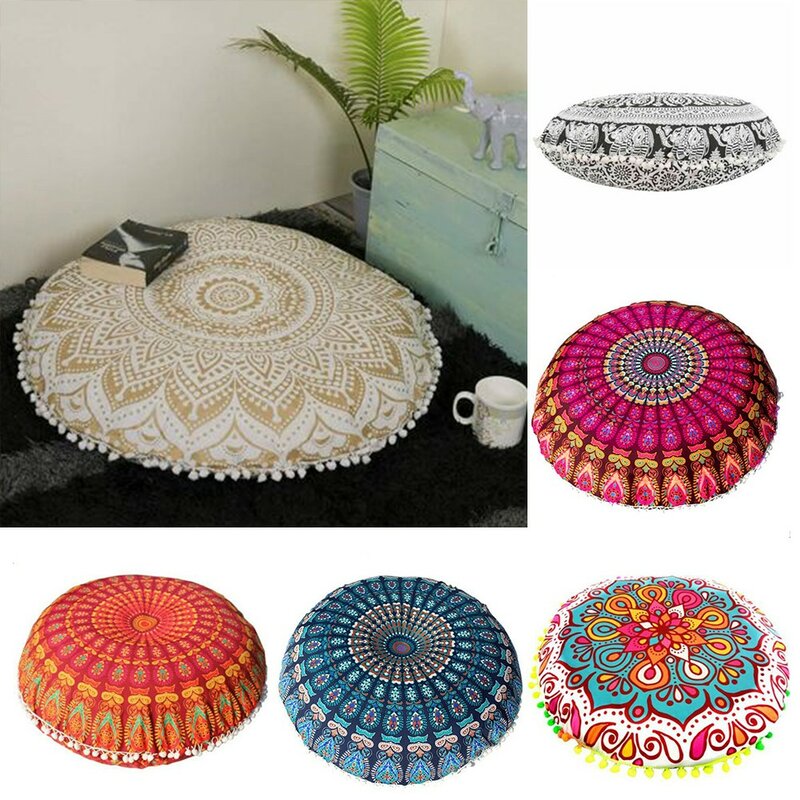 1pc Round Pattern Pillowcase Bohemian Cushion Cover Floor Cushion Pillows Cover Home Textile Supplies 43CM For Hotel Bar