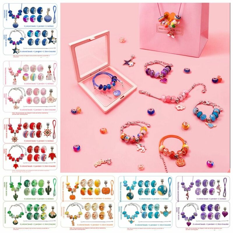 Kit de fabricación de joyas para niños, pulsera DIY, collar, cadena, Kit DE FABRICACIÓN de pulseras, dijes colgantes, pulseras DIY