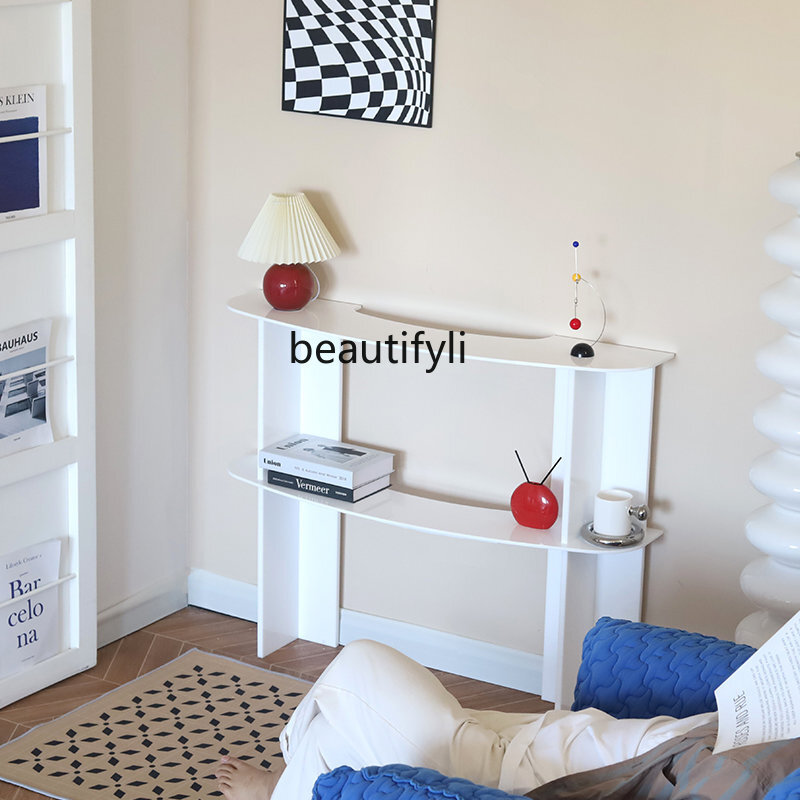 Mesa de pasillo de pared multicapa para el hogar, estante de almacenamiento Simple y creativo, acrílico, yj