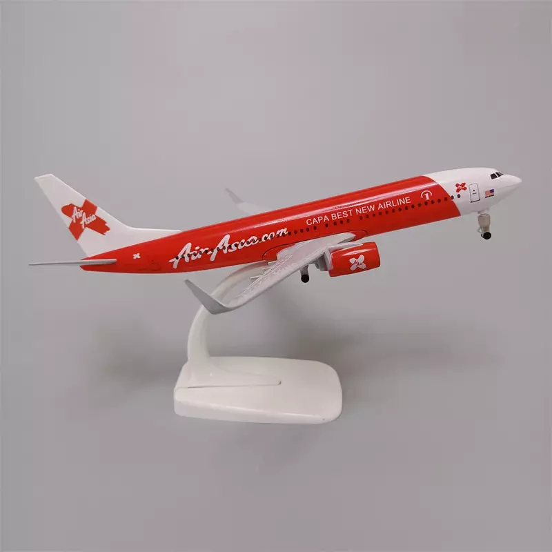 20Cm Red Air Asia Airlines Boeing 737 B737 Airways Gelegeerd Metalen Vliegtuig Model Diecast Vliegtuig Model Met Wielen Vliegtuig