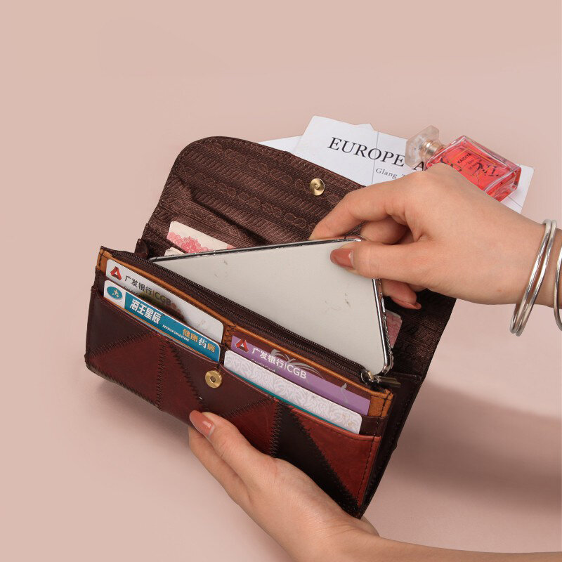 CobblerLegend /женский кошелек из натуральной кожи в стиле пэчворк с бриллиантами; Подарок на день рождения; Дизайнерский брендовый для мобильного телефона и денег