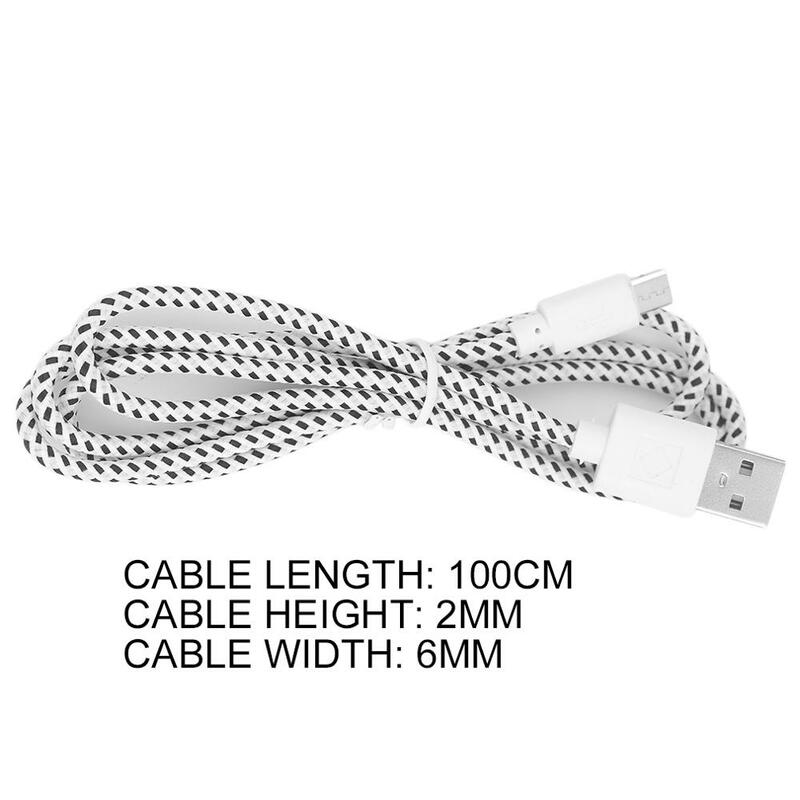Cable cargador de datos plano USB para teléfonos móviles Android, Micro 2,0, salida máxima de 2.1A, color blanco y negro, nuevo