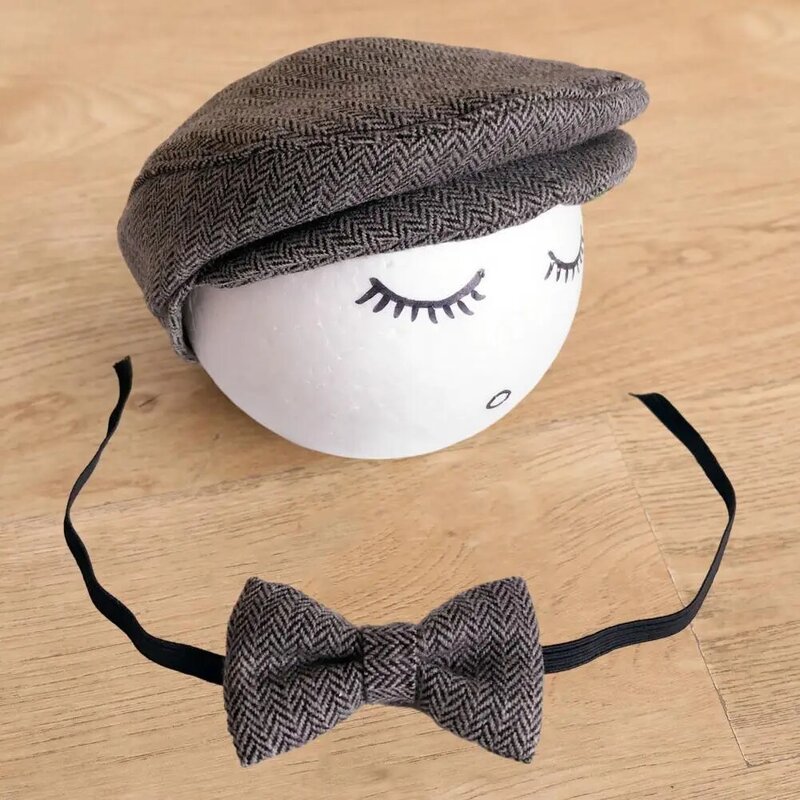 Bonnet à visière pour nouveau-né, chapeau réglable avec nœud à lacets, accessoire de photographie pour tout-petit, tenue mignonne pour bébé, 1 ensemble
