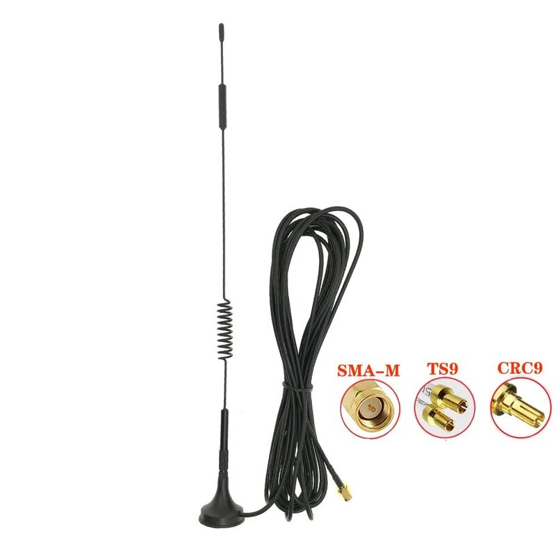 Antena magnetik antena TS9, 700-2700 MHz 12dBi 2G 3G 4G LTE konektor SMA Male GSM Router eksternal antena M
