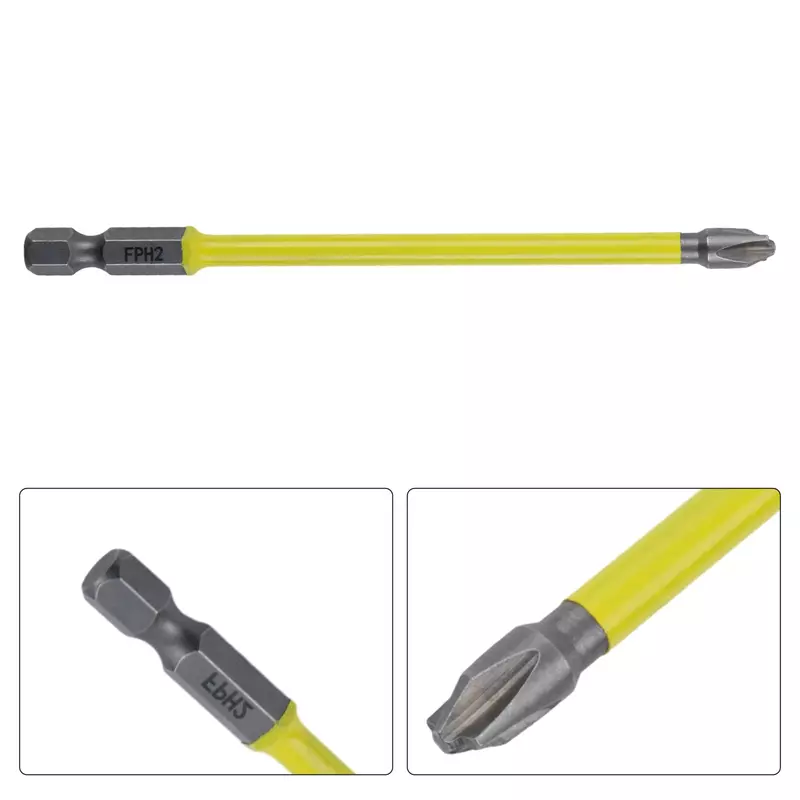 Embout de tournevis magnétique jaune, spécial, cruciforme à fente, embout pour électricien, FPH2, 65mm, 110mm