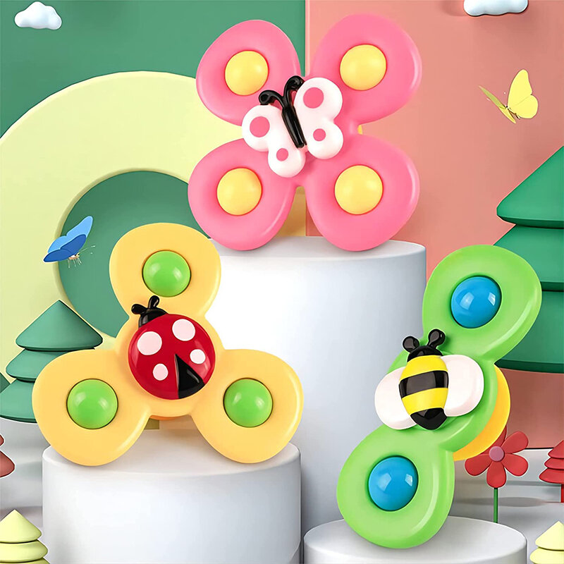 1 pz Fidget Spinner Toys Baby Cartoon Colorful Insect Gyro giocattolo educativo bambini Fingertip sonaglio giocattoli da bagno per ragazzi ragazze regalo