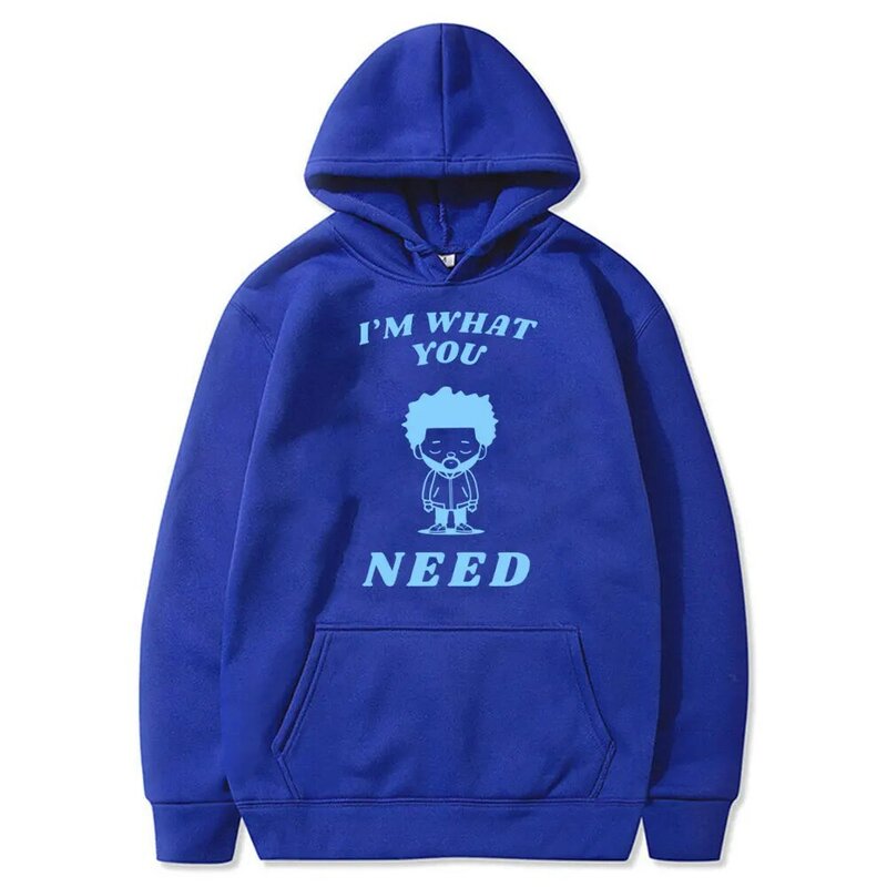 Raper Weeknd Jestem tym, czego potrzebujesz Meme graficzna bluza z kapturem mężczyzn Hip Hop Rap bluza w stylu Casual męskie śmieszne bluzy z kapturem za duże