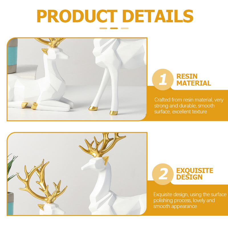 Gouden Tafeldecor Origami Elanden Ornamenten Beelden Thuis Dier Decoratieve Objecten Wit Staande Herten Decor Kerstversiering