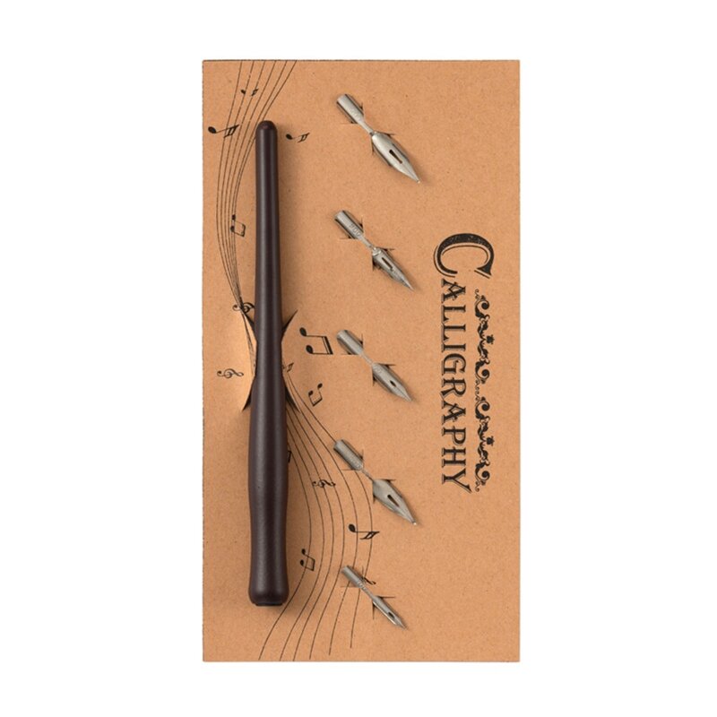 Ensemble de stylos à plume rétro avec 5 plumes, calligraphie intérieure, cadeau de calligraphie pour artiste, dessin d'art pour enfant