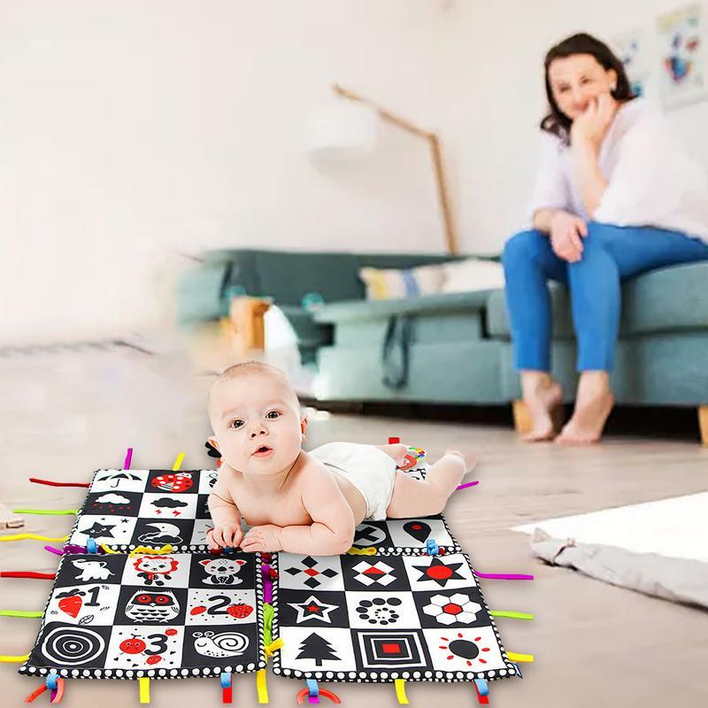 Non-Slip Spliceable Floor Playmat para crianças, Tummy Time, 2 lados, alto contraste, Play Mat, jogando mordedor, 4pcs