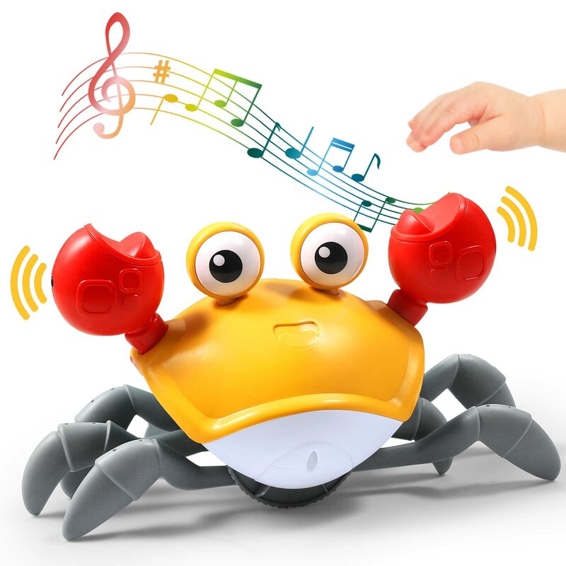 Sensing Crawling Crab Bauch Zeit Babys pielzeug Kinder interaktives Gehen elektronisches musikalisches Gehen Crawling Sensing Krabben Spielzeug