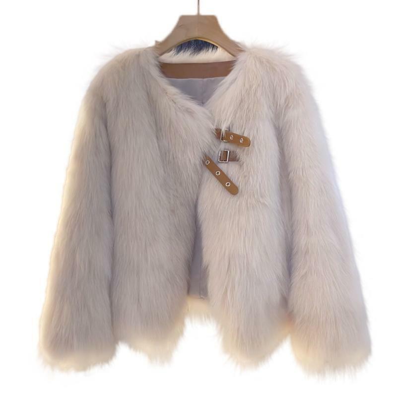 Formal Eco-Friendly Fur Jackets Women Outwear 2023 Autumn Winter New Fur Coat Female Fashion Loose Long-Sleeved Fur Jacket