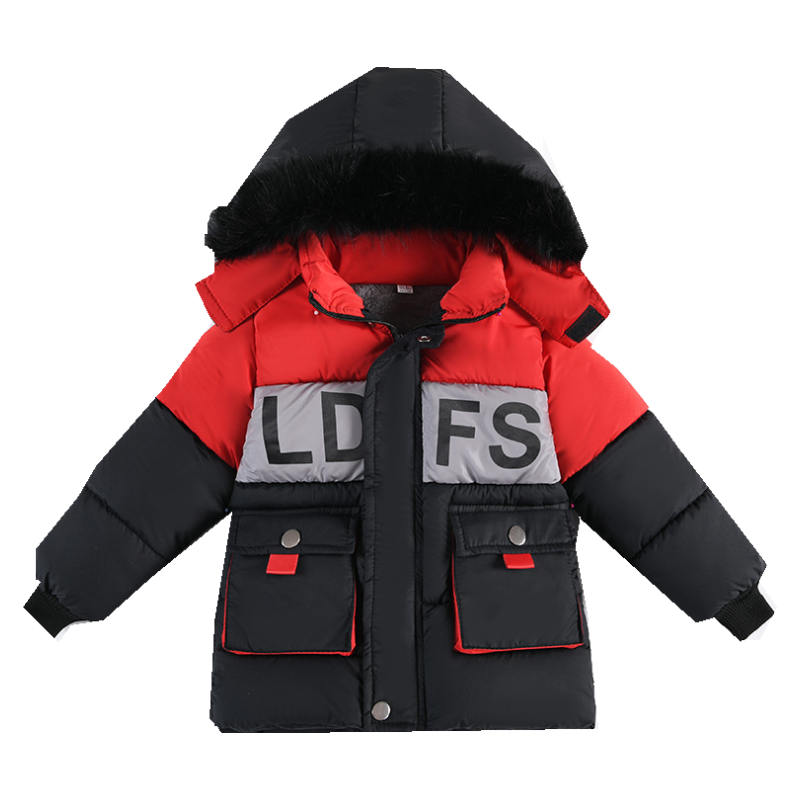 Boys Down Coat Jacket Cotton Outerwear Windbreak 2023 Letters Thicken Velvet Winter Warm Children's Clothing -10 Degrees Below Z