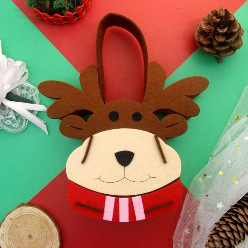 Tecido não tecido DIY Xmas Candy Bag, bolsa portátil Elk, casa de Natal, pai Toy Bag, boneco de neve