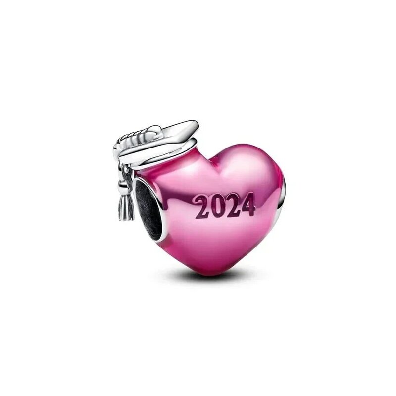 2024 hadiah Hari Ibu 100% 925 perak kualitas tinggi Logo asli liontin mawar putih jimat cinta ibu Enamel perhiasan gelang DIY