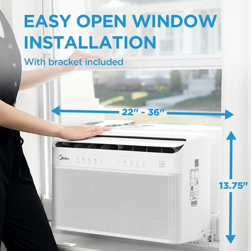 New 8,000 BTU U-Shaped Smart Inverter Air Conditioner –Cools up to 350 Sq. Ft., Ultra Quiet with Open Window Flexibility