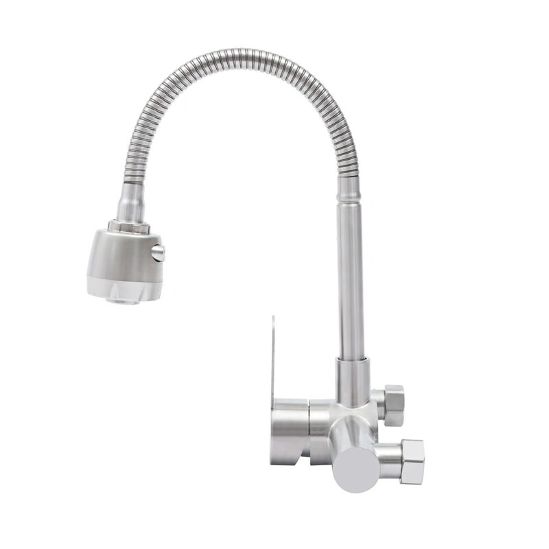 Wall Mount Faucet Single Handle Faucet with Sprayer Hot & Cold Mixer Tap Stainless Steel Bar Tap for Kitchen Bathroom