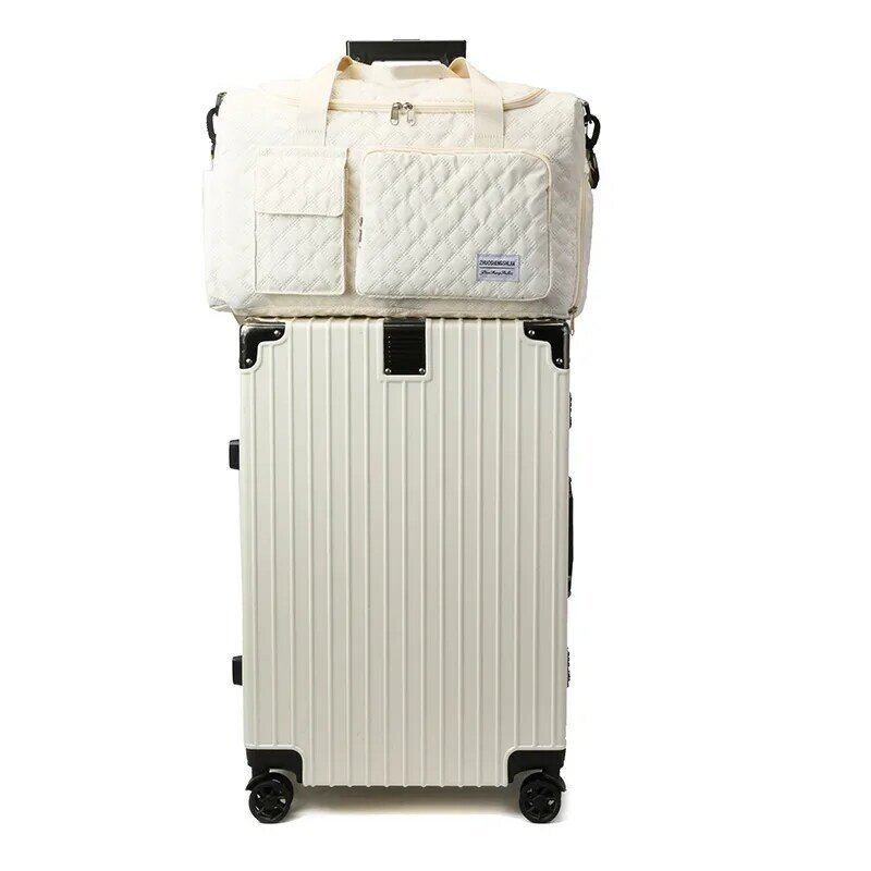 กระเป๋าเดินทาง2024ความจุมากสีทึบแบบพกพากระเป๋าพาดลำตัวสำหรับผู้หญิงช้อปปิ้งอเนกประสงค์2024ใหม่