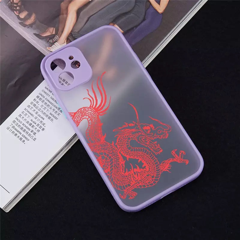 Caso de telefone dragão vermelho para iphone, design estético exclusivo, macio para-choques tampa traseira, iphone 15, 14, 13, 12, 11 Pro Max, Mini, X, XS, XR, 7, 8 Mais, SE