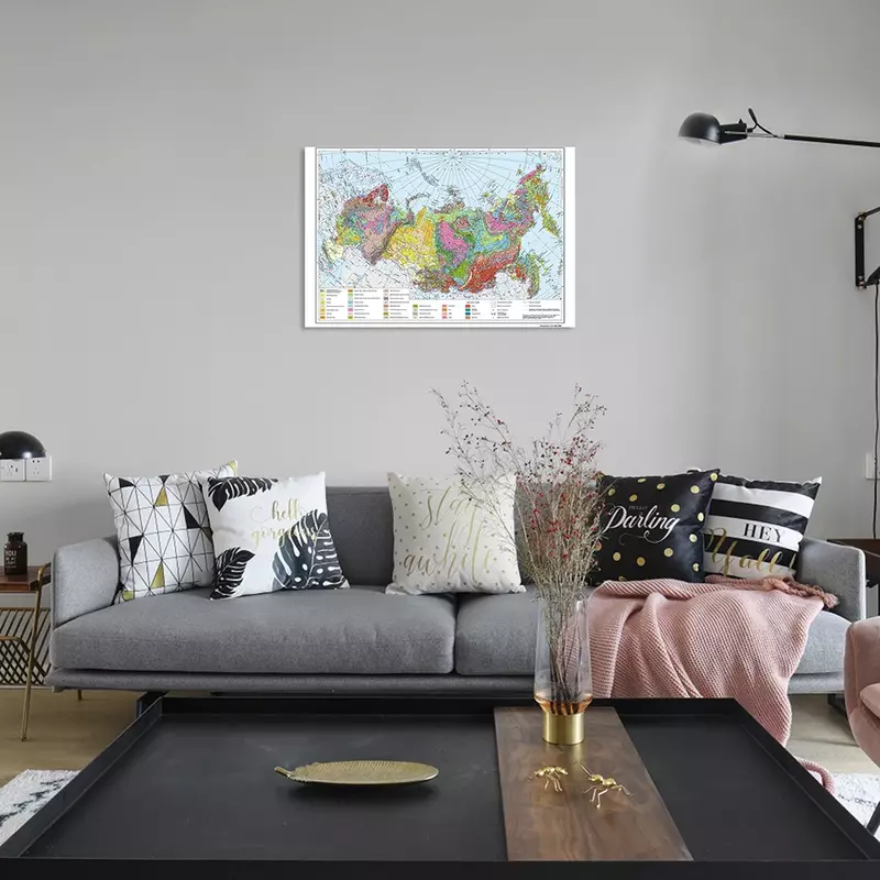 Pintura en lienzo del Mapa Geológico ruso de Rusia, Póster Artístico de pared, suministros escolares de viaje, decoración del hogar para aula, 59x42cm
