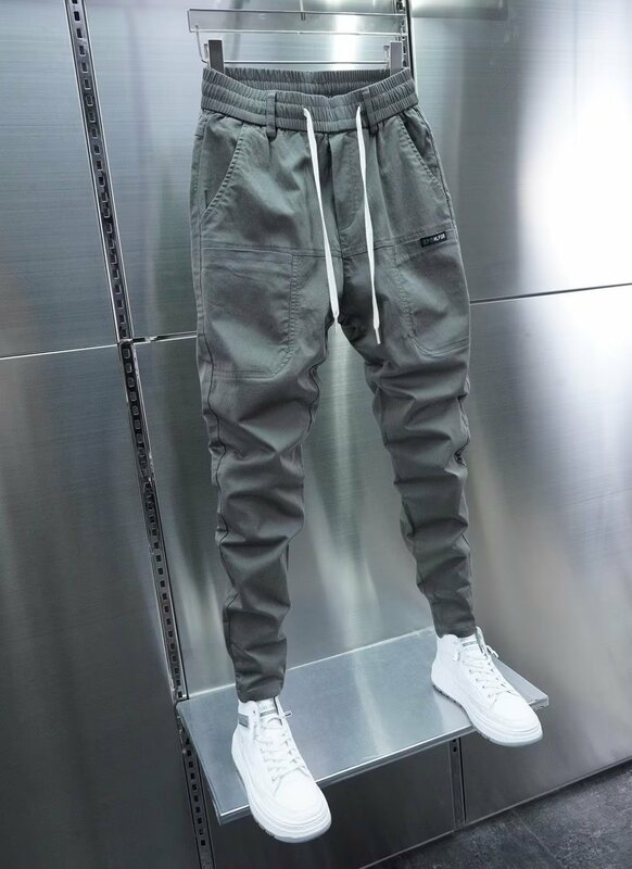 Celana kargo pria Streetwear katun Jogger Hip Hop Fashion Sweatpants pria kasual celana Harem musim panas celana Harajuku Pria Wanita