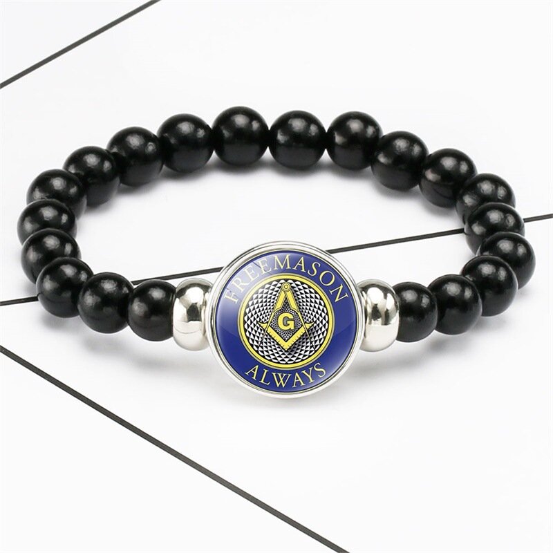 10 Design Mysterious Masonic badge Beaded Time gem bracelet freemason Signet Masonic Bracelets Jewelry for men women