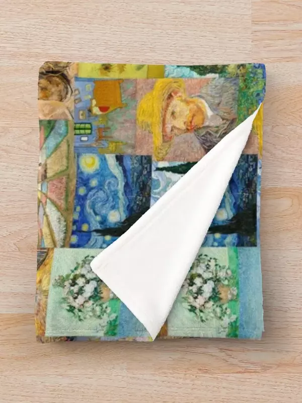 Картина с коллажем Ван Гога, пушистые мягкие фланелевые шиньоны, туристические одеяла
