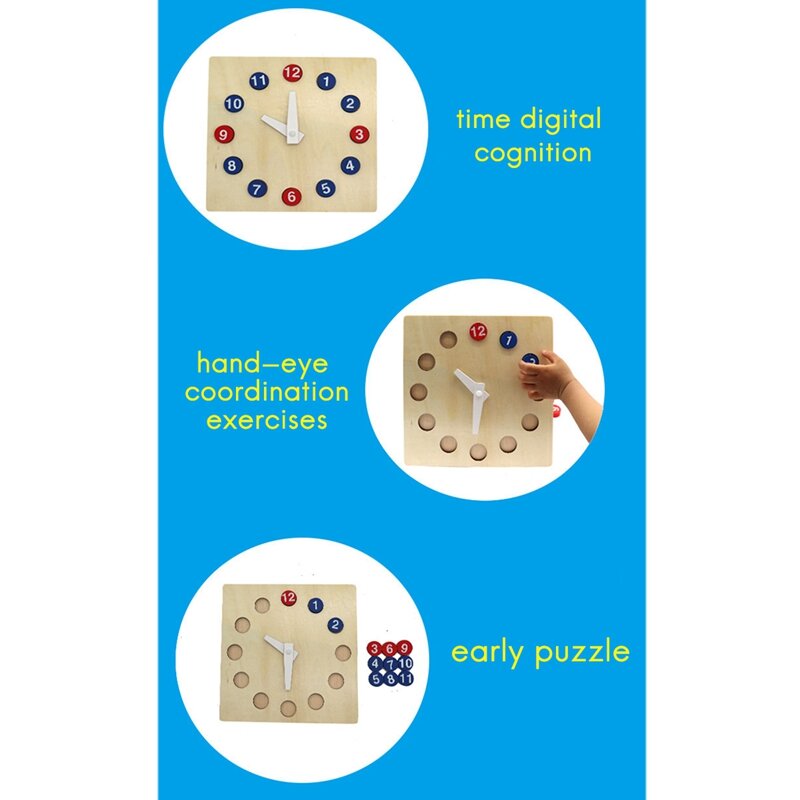Educazione precoce attività orologio giocattolo Puzzle in legno apprendimento orologio attività tempo scuola materna sussidi didattici giocattoli