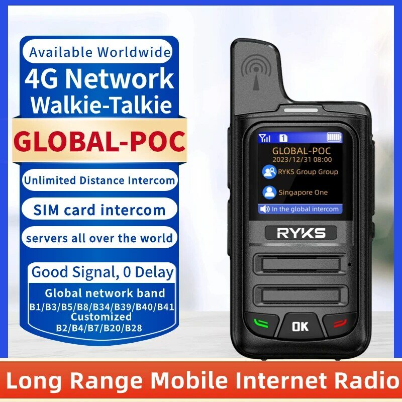 Telepon Walkie Talkie jaringan 4G, Radio seluler jarak jauh 100 mil, radio dua arah genggam luar ruangan