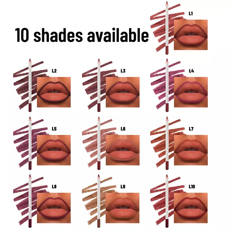 10-color Private Label Nude Lipliner Custom Bulk Matte Long-lasting Waterproof Non-stick Lip Liner Pencil Pigment Lips Makeup