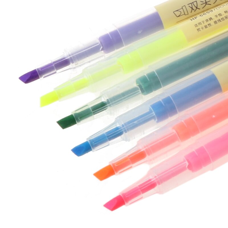 YYDS 6 Pcs Watercolor Gel Pen Highlighter Solid Accent Maker Smooth Writing