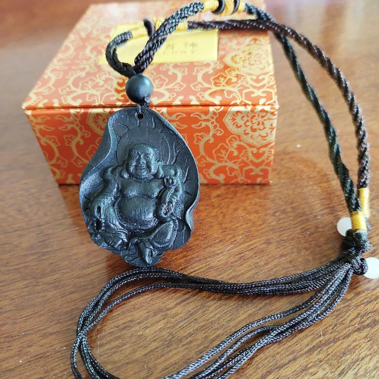 Mahogany Log Wood Carving Pendant Walnut Laughing Buddha Goddess Matsu of the Sea Mazu Safe Guanyin Car Keychain Charm Necklace
