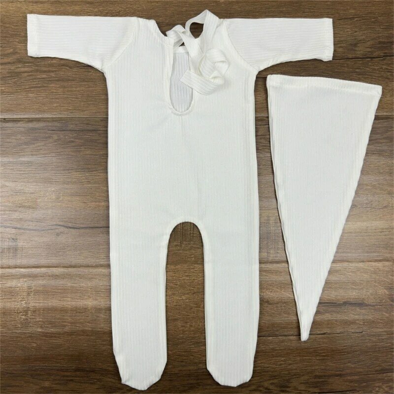 Baby Photo Clothes Jumpsuit Newborn Costume Photo Props OnePiece Romper Photo Hat Skin-Friendly Infant Photoshoot Outfit