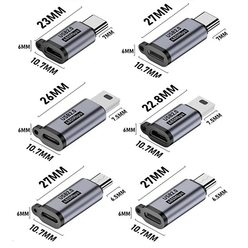 Adaptor USB tipe-c, adaptor USB tipe-c ke Micro USB Male ke USB C female converter untuk Xiaomi Samsung, kabel Data USB C adaptor