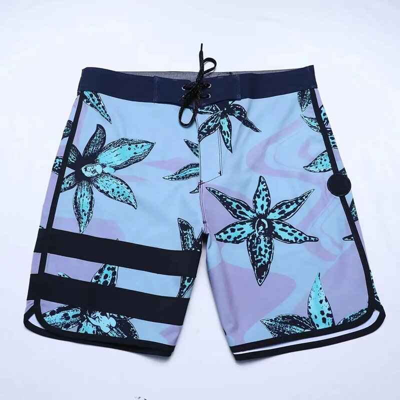 Fashion Men's Boardshorts Printing 4-way Stretch Surfing Swimming Quick-drying Sport Fitness Mens Beach Shorts