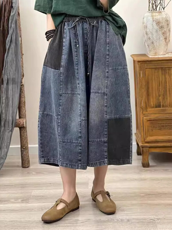 Max LuLu Design Summer Patchwork Denim Pants donna 2024 Vintage Casual Jeans larghi donna pantaloni Harajuku classici coreani Harem