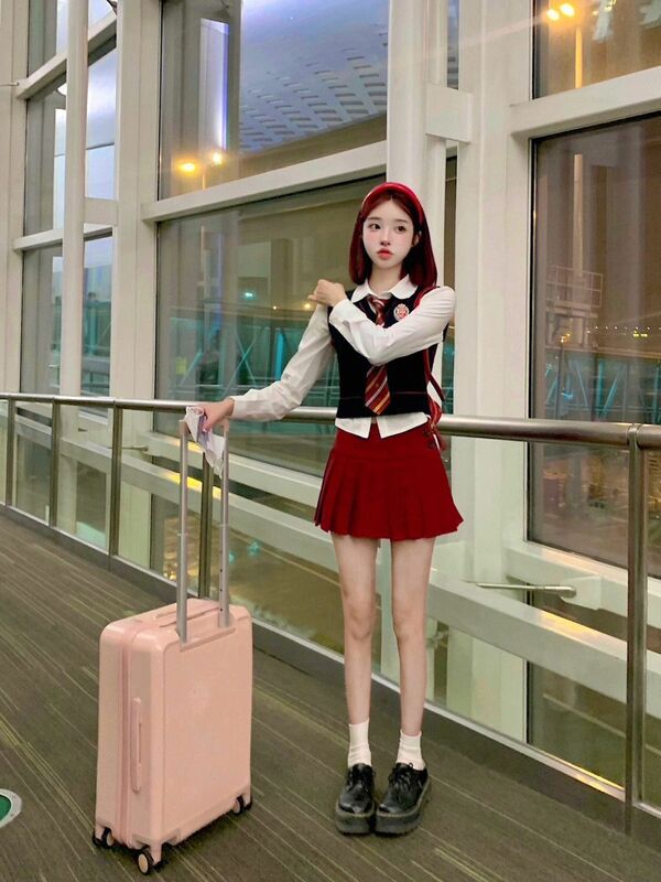 Японский, корейский стиль, униформа JK, костюм из трех предметов, рубашка с длинным рукавом + Трикотажный жилет + плиссированная юбка с высокой талией