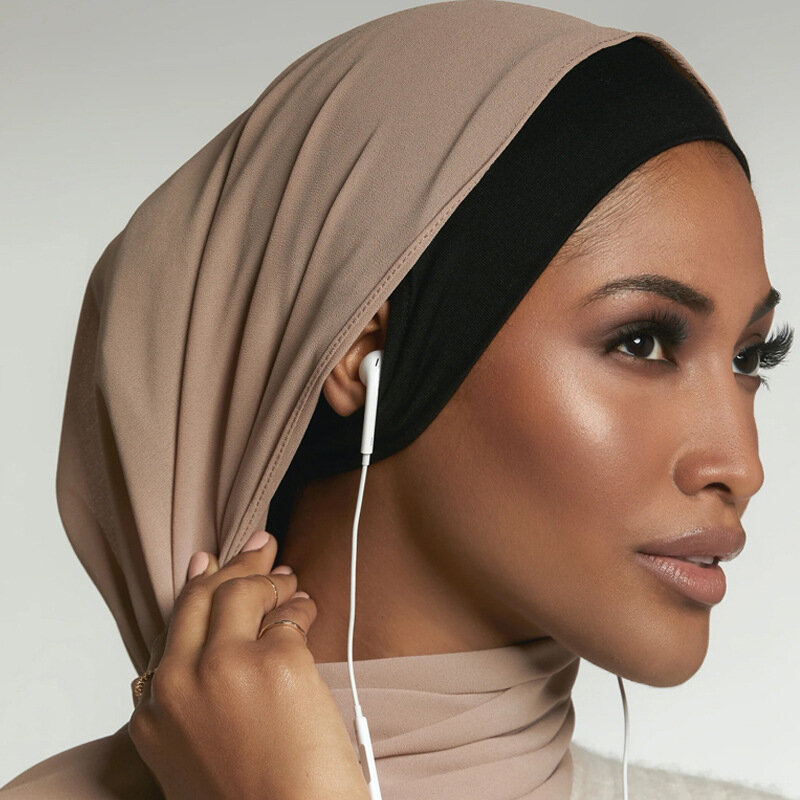 hijab no transparente pañuelos cabeza Capucha con Piercings en la oreja para el final del Ramadán, sombrero de Jersey instantáneo hebreo, Hijab musulmán, gorro interior de moda, Hijab Capelli
