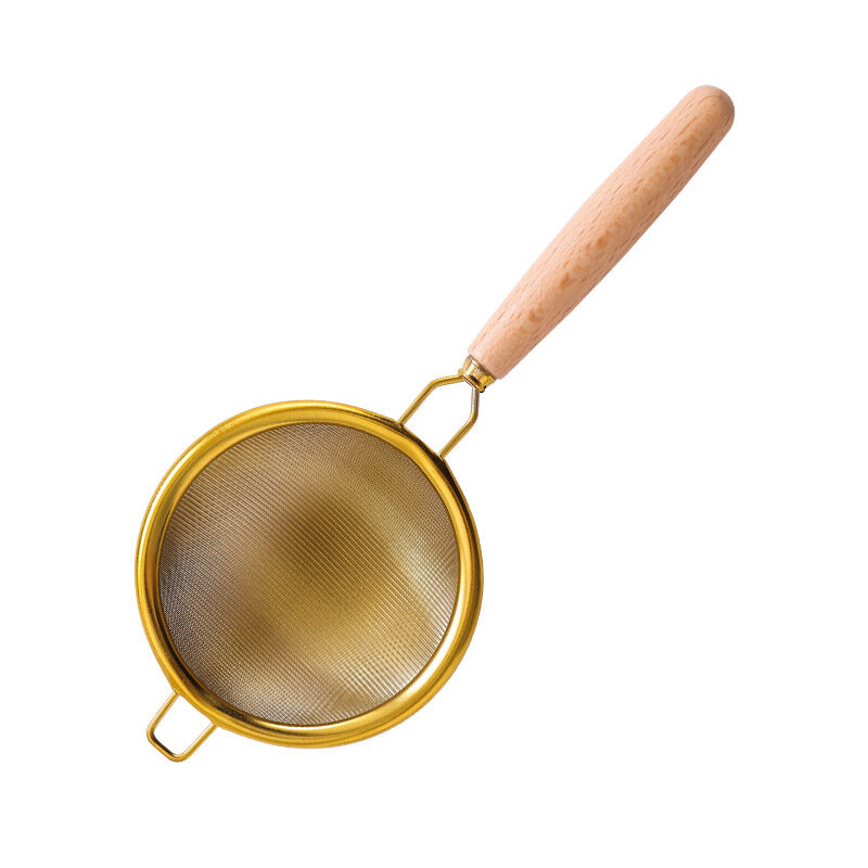 مقبض خشبي قابلة لإعادة الاستخدام الشاي مصفاة الفولاذ المقاوم للصدأ غرامة تسرب شبكة غربال أوراق الشاي Infuser فلاتر القهوة إبريق الشاي اكسسوارات