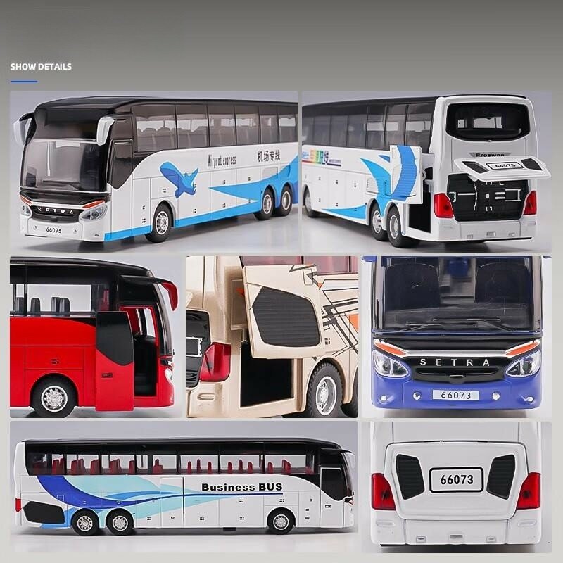 SETRA fraîchement Benefits Bus Toy Car, Diecast, Miniature Model, Rib Back, Sound and Light, Collection dos, Gift for Boys, Children, 1/50