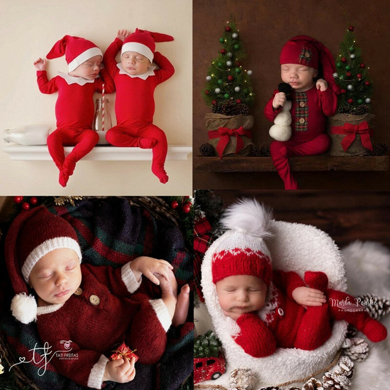 Реквизит для фотосъемки новорожденных фотокомбинезон наряд Рождественская одежда для фотосъемки аксессуары для студийных съемок