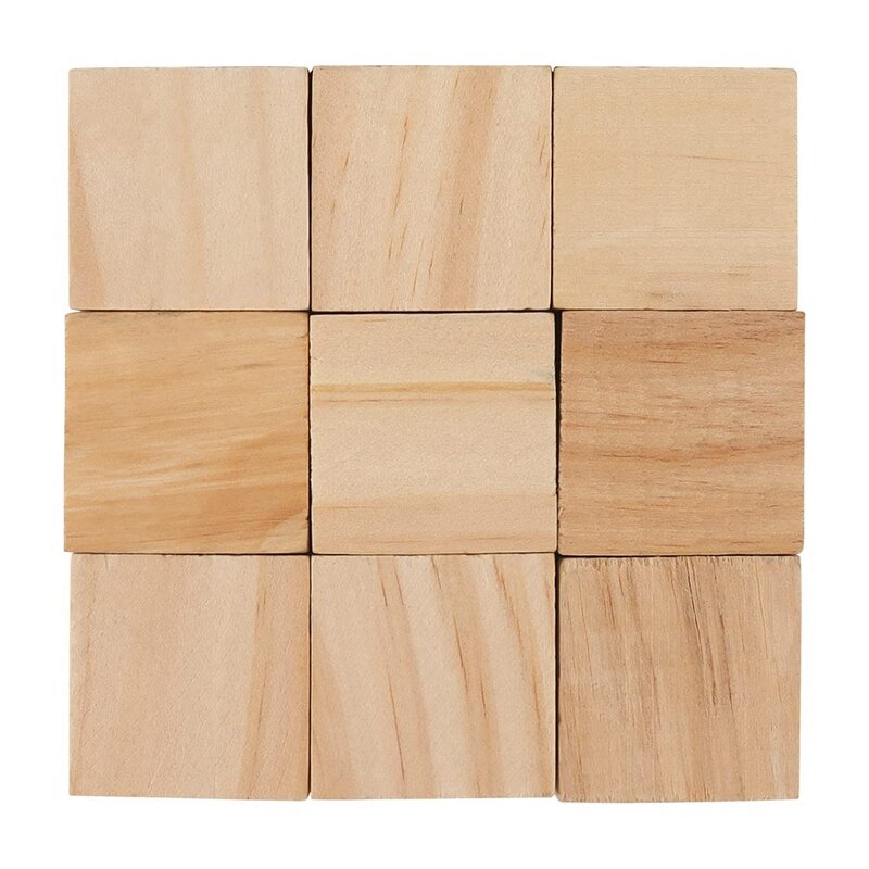 Décennie s de bois non finis, petits blocs carrés en vrac, artisanat de bricolage, 1 po x 1 po, 100 pièces
