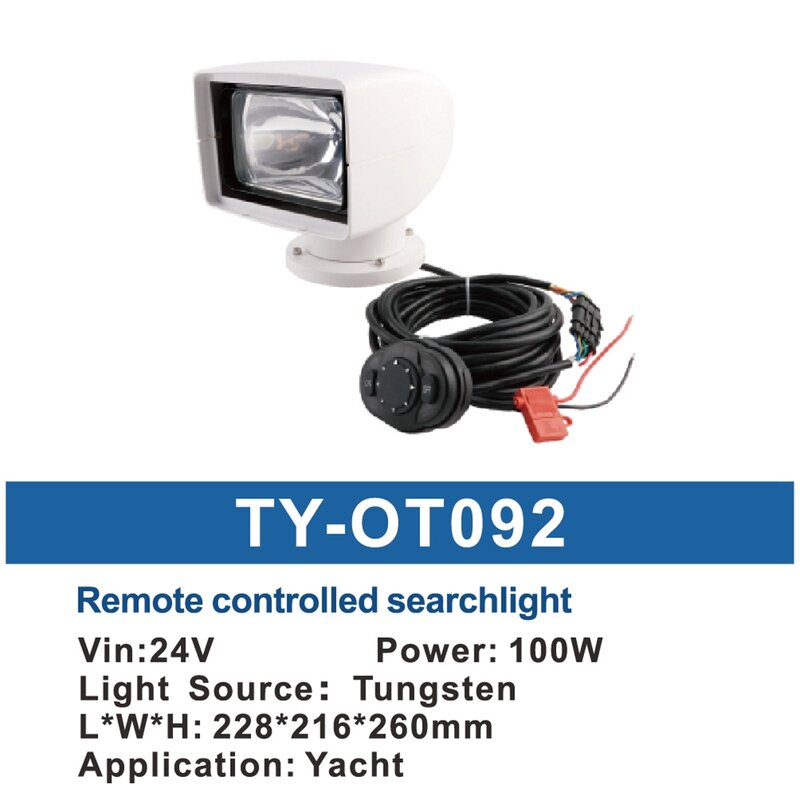 LED 360° Swivelling 2500LM Marine remote-controlled searchlight yacht accessories  12V 24 V 100W