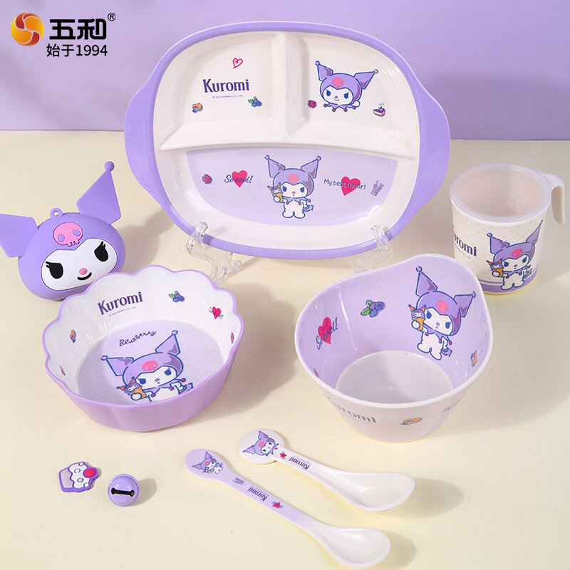 Creative Kawaii Sanrio Kuromi Tableware Kids Kawaii Kuromi Purple Tableware Water Cup Kitchen Dishes Supplies