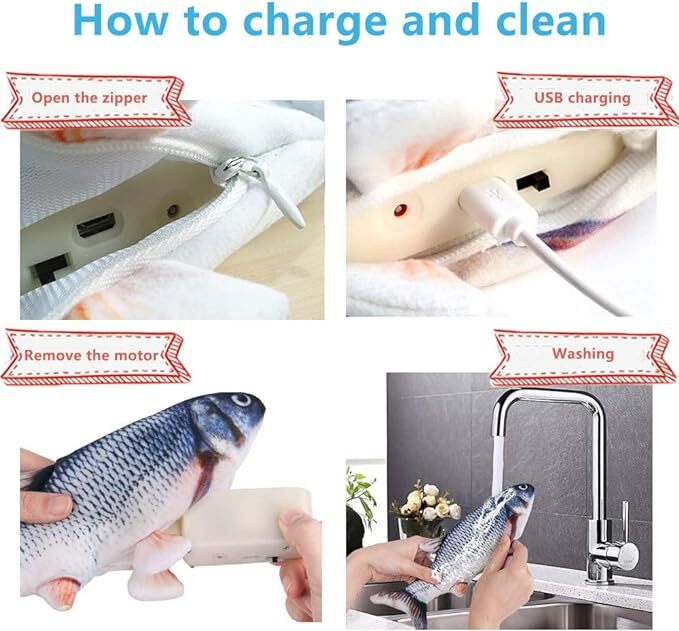 Rechargeable Electric Baby Sleeping Fish Toy Interactive Floppy Fish Cat Toy Auto Flopping USB Wiggle Plush Toy for Baby and Cat