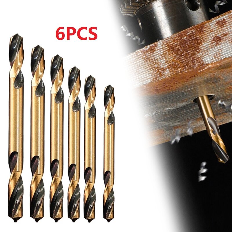 6Pcs HSS Double-headed Auger Drill Bits 3-6mm Diameter  Hand Drill Accessories For Stainless Steel Iron Aluminum Alloy Plastic
