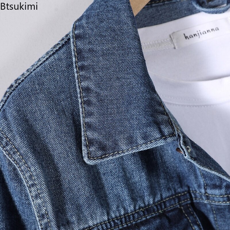 Куртка мужская джинсовая свободного покроя, винтажная модная повседневная, красивая ковбойская верхняя одежда в Корейском стиле, весна 2024