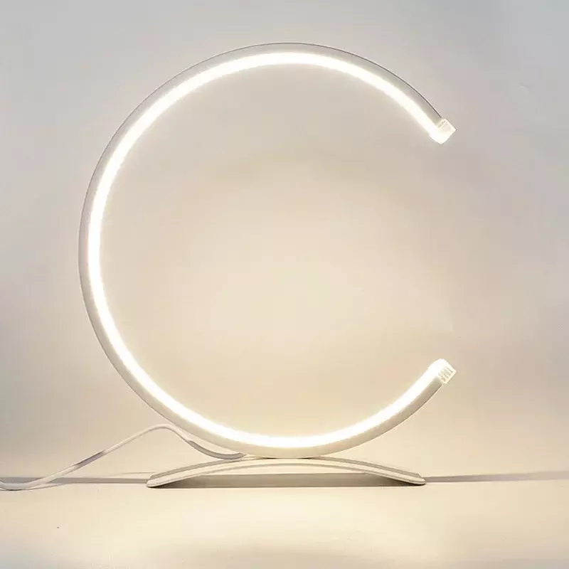 LED Reading Table Lamp Touch Dimming Modern Minimalist Study Desk Semicircular Aluminum Living Room Bedroom Bedside Night Light