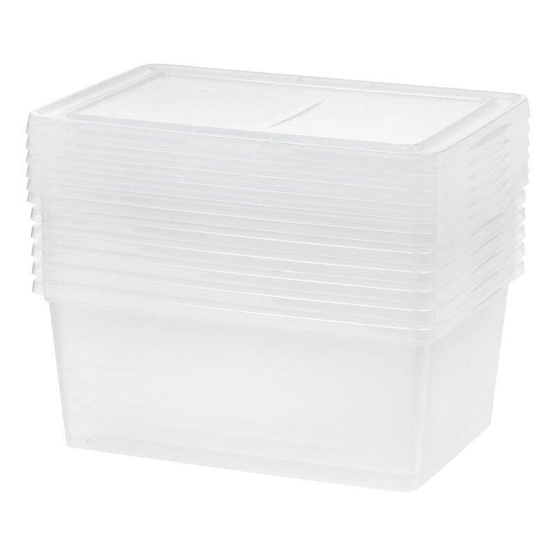 17 Qt. (4.25 gal.) Plastic Stackable Closet Storage Box, Clear, Set of 6